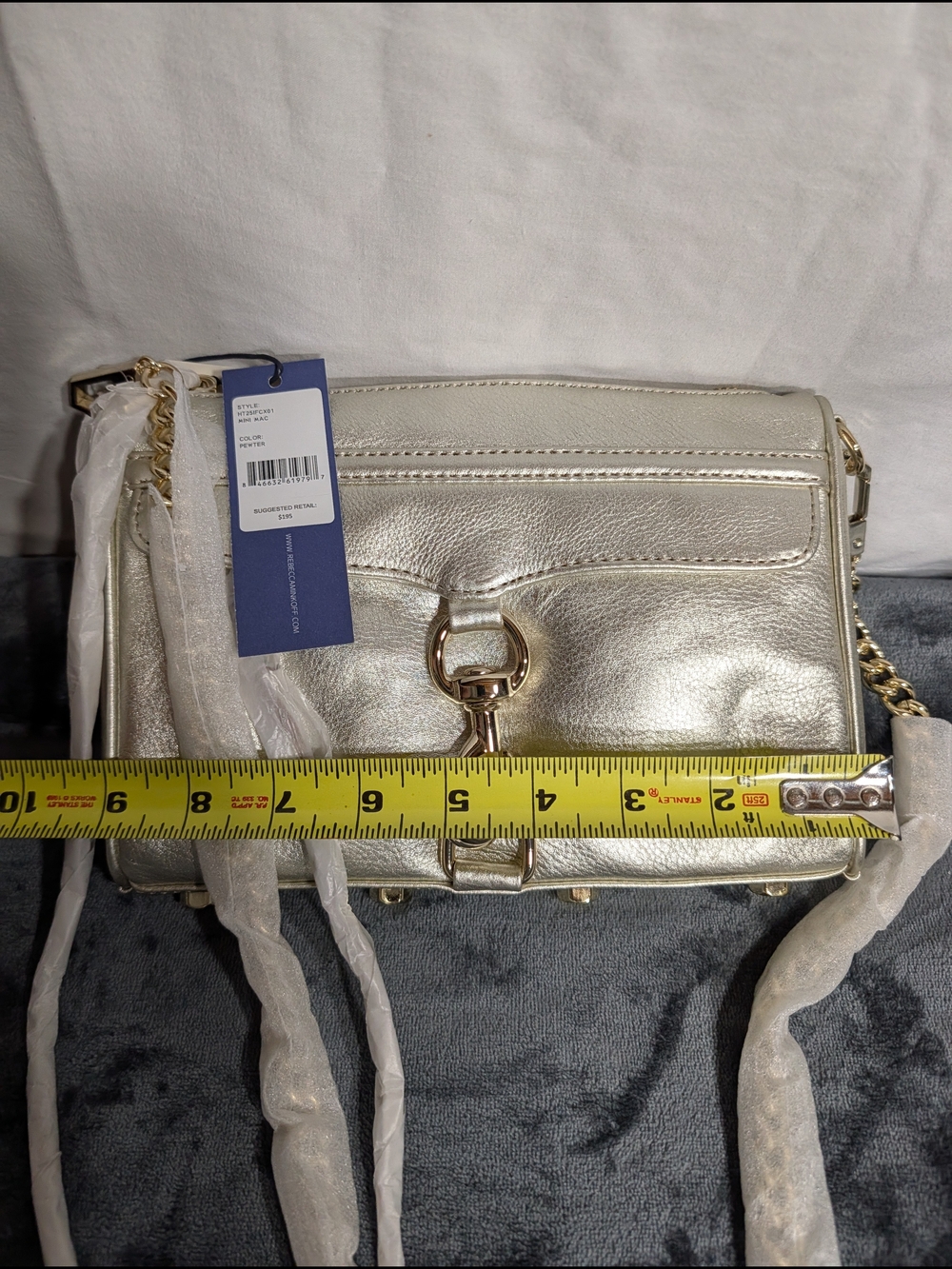 Rebecca Minkoff Metallic Light Gold (Almost Silver) Crossbody with Gold Hardware
